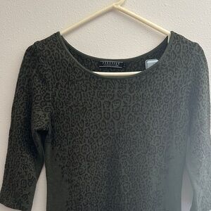 Peruvian Connection Olive Green Leopard-Print dress